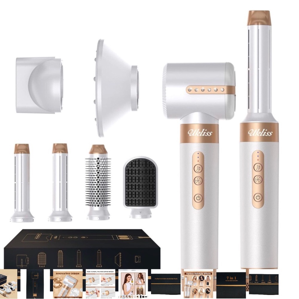 White and Gold Hair Styling Tool Set